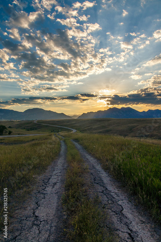 Dramatic sunset over the Rocky Mountains