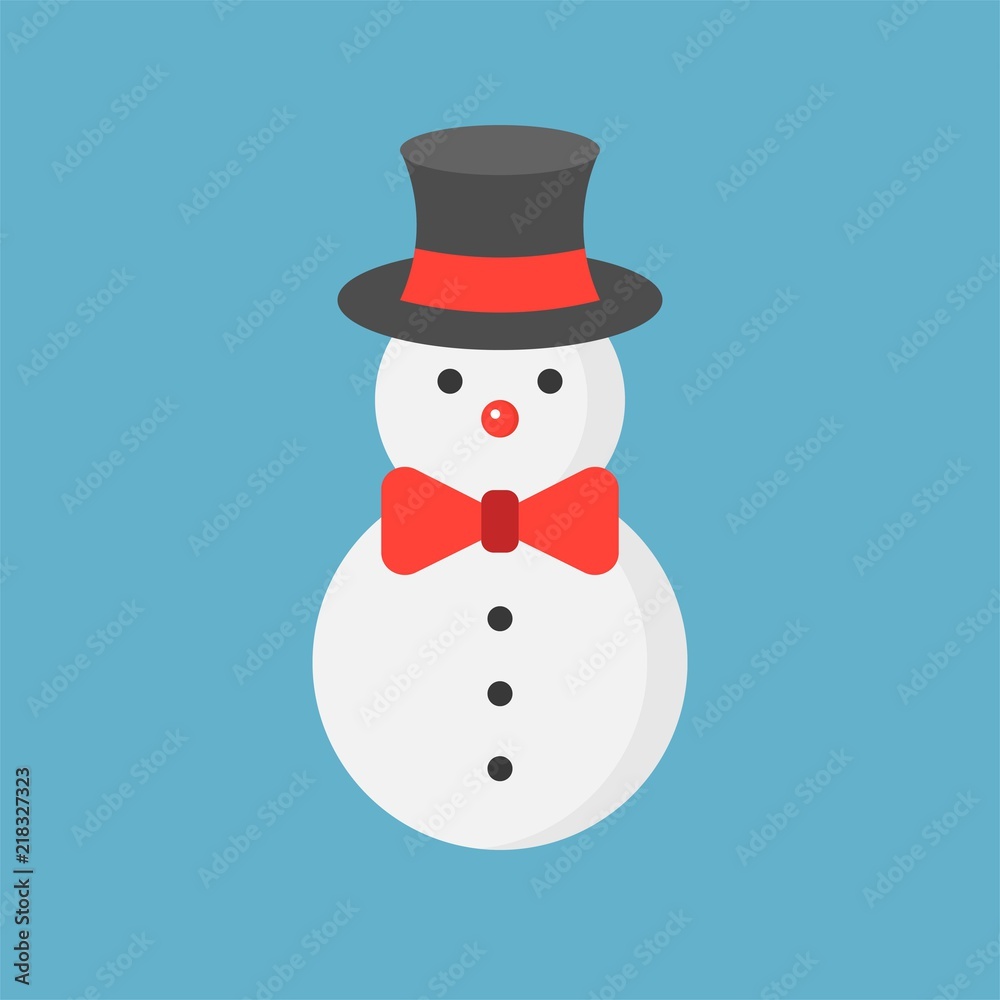 snowman and bow tie, flat icon, Christmas theme set