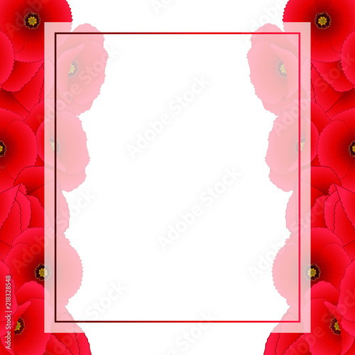 Fototapeta Naklejka Na Ścianę i Meble -  Red Corn Poppy Banner Card Border