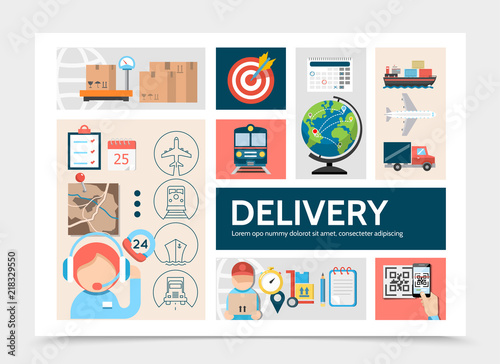 Flat Global Logistic Infographic Template