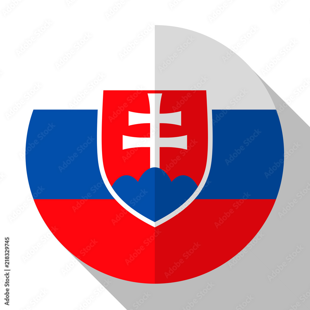 Obraz premium Flag Slovakia - round flatstyle button with a shadow.