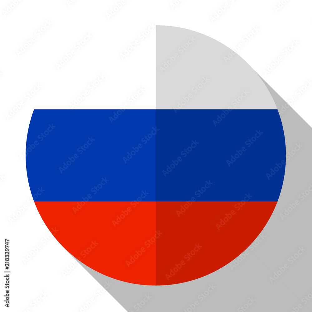 Flag Russia - round flatstyle button with a shadow. Flag Russia - round flatstyle button with a shadow.