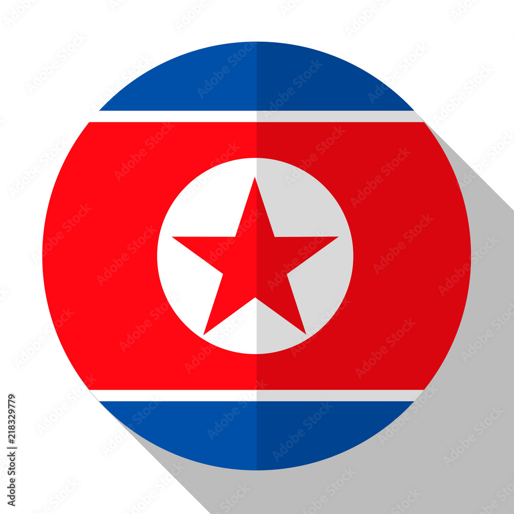 Flag North Korea - round flatstyle button with a shadow. Flag North Korea - round flatstyle button with a shadow.