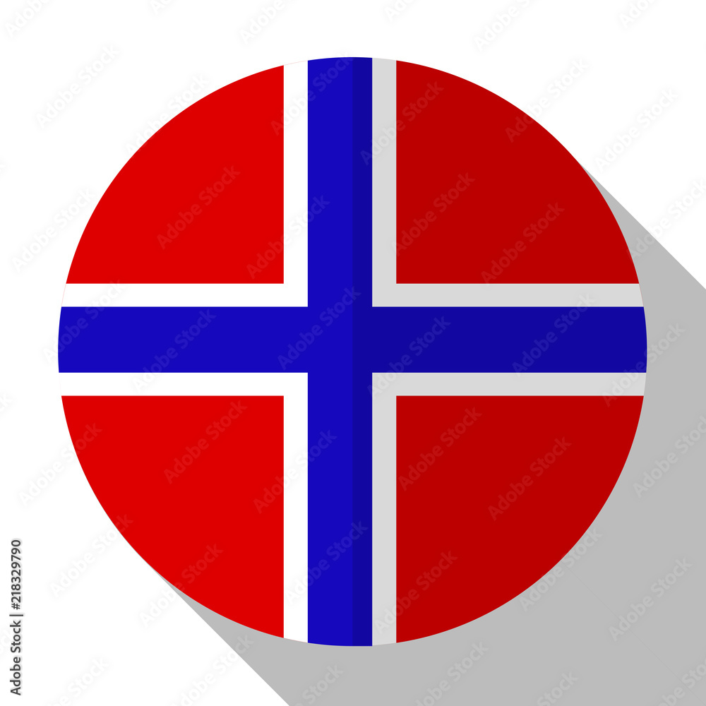 Obraz premium Flag Norway - round flatstyle button with a shadow.