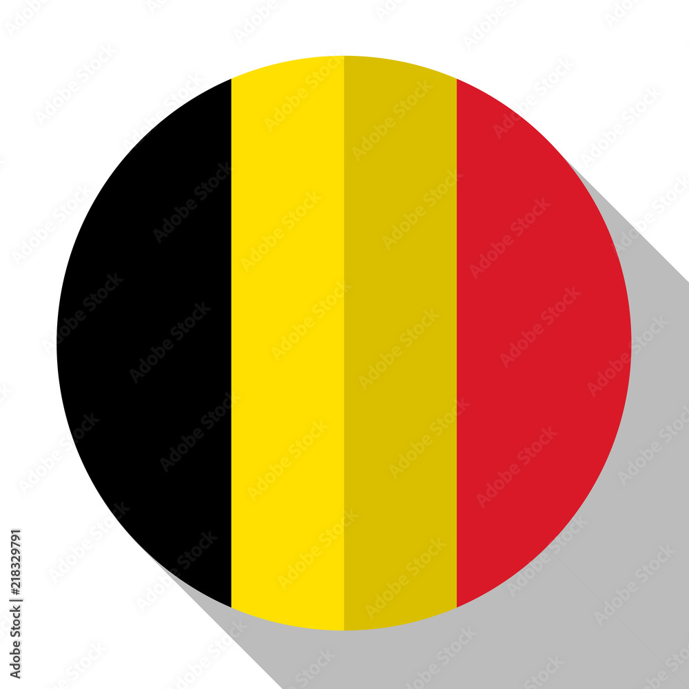 Fototapeta premium Flag Belgium - round flatstyle button with a shadow.