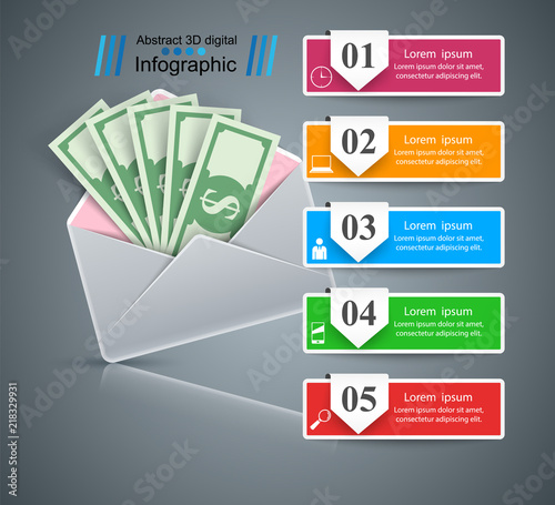 Bribe, envelope - Money business infographic. Vector eps 10