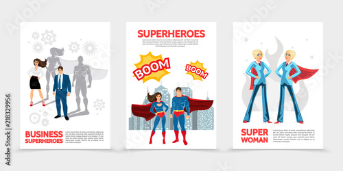 Flat Superhero Characters Posters