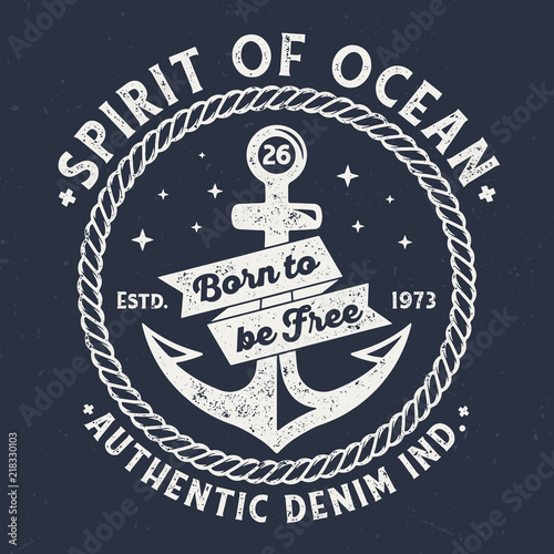 Spirit Of Ocean - Vintage Tee Design For Printing 