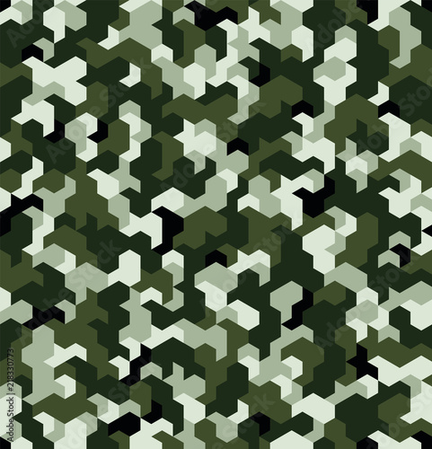Seamless camouflage in Green pattern. Polygonal mosaic series for your design. Vector
