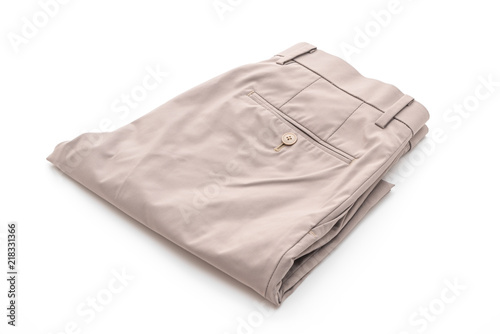 beige short pants isolated on white background photo