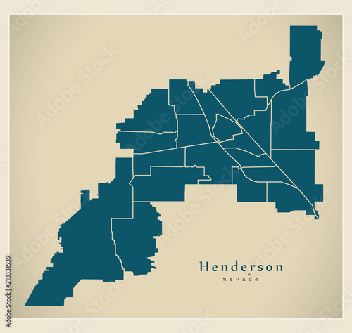 Modern City Map - Henderson Nevada city of the USA with neighborhoods