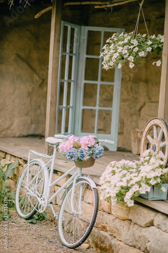 Photos a summer village courtyard with a garden and birds
