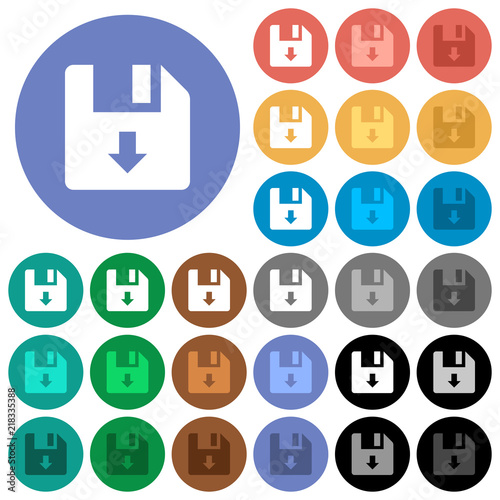Move down file round flat multi colored icons