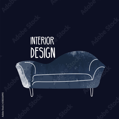 vector interior design waterdolor illustration. living room furniture. trendy trend home decor. interior design logo.