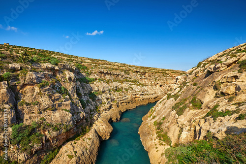 Wied il-Ghasri bay and valley at Gozo island, Malta