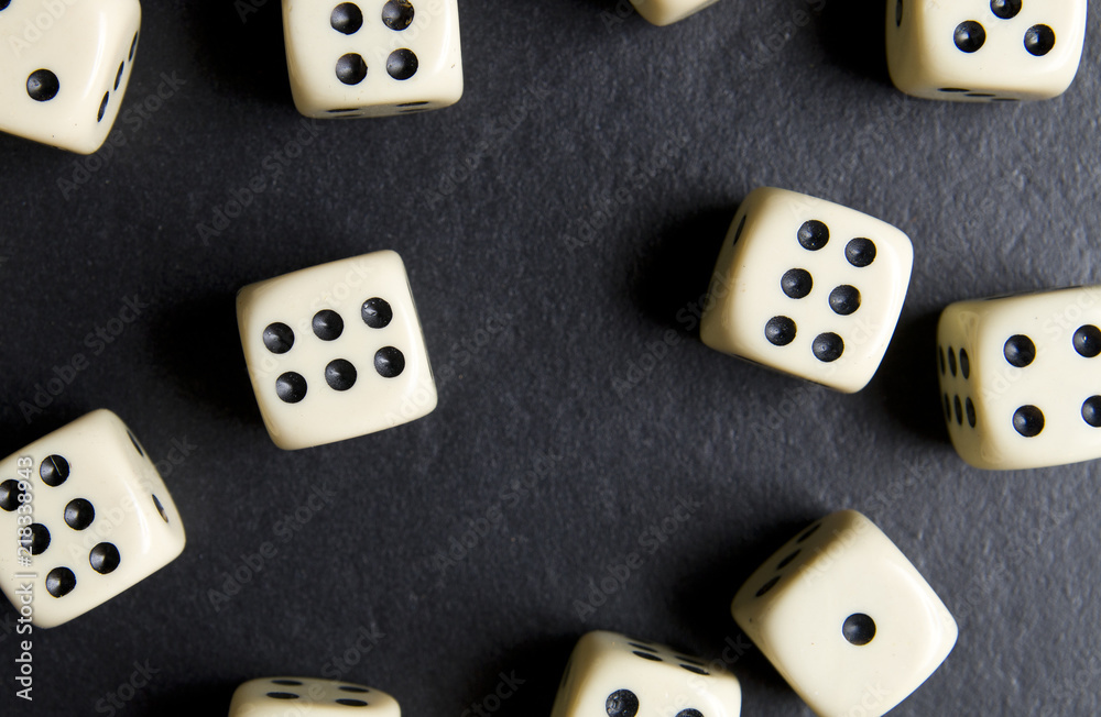 Dice for game on a black background Dice for game on a black background