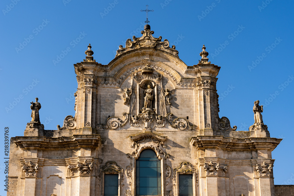 Detail fo the Church of San Francesco d'Assisi, Matera, Basilicata, Italy, Europe.