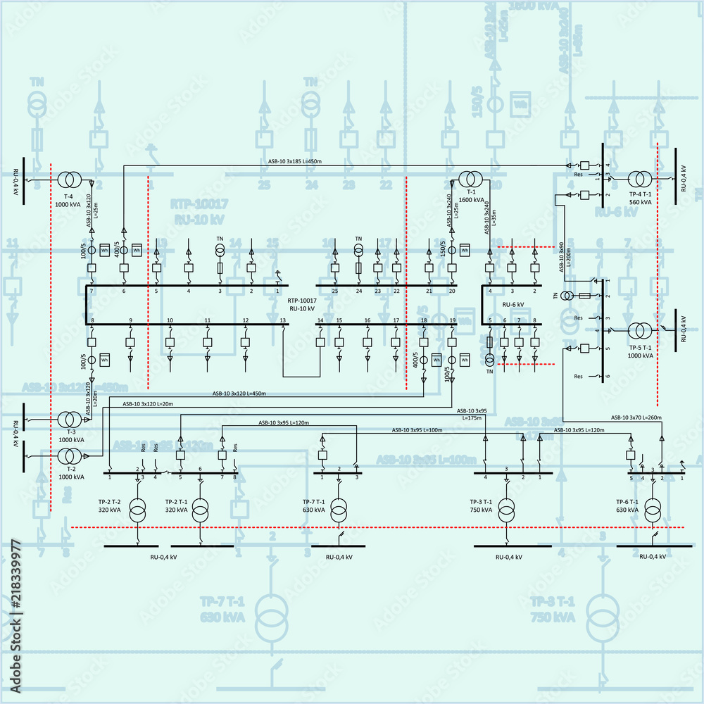 Electric wiring diagram for power transformers Electric wiring diagram for power transformers