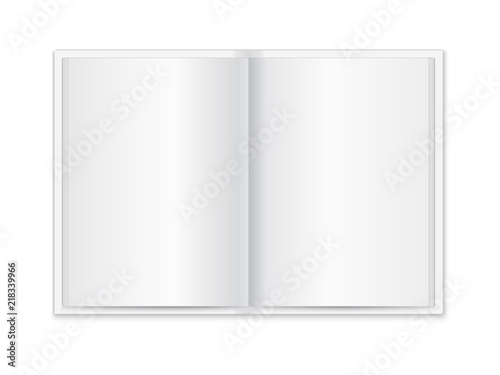 Realistic open white book. Mock up of book