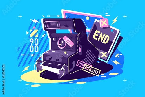 Retro vintage camera with instant snapshots