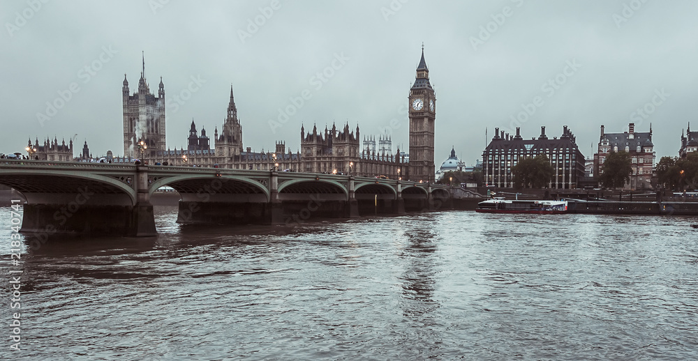Palace of Westminster and Thames river in London, England