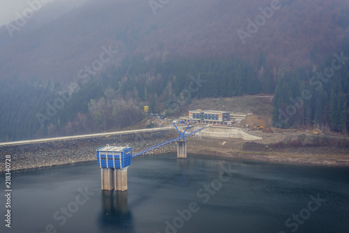 Aerial view of water reservoir Sance in Moravian-Silesian Beskids mountain range, Czech Republic photo