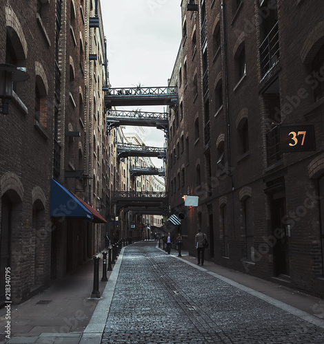 Beautiful hidden spot, Shad Thames near Tower Bridge in London, England photo