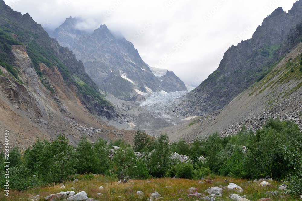 Glacier Chalaadi located near Mestia, Georgia region Svaneti