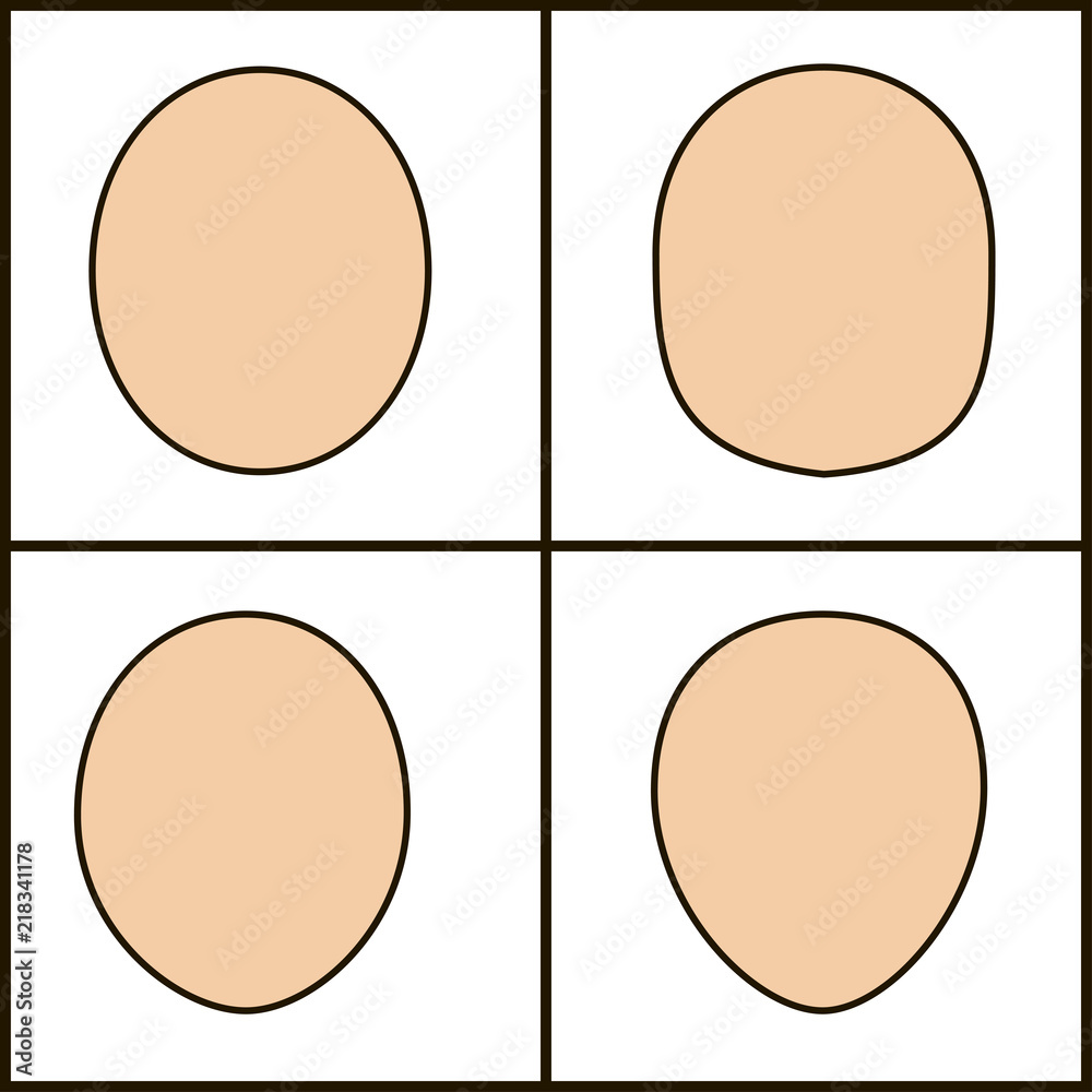 different forms of face, vector icoka. chiseled outline different forms of face, vector icoka. chiseled outline