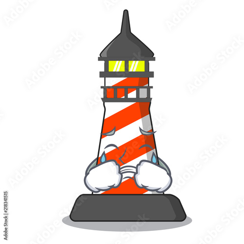 Crying lighthouse on the beach mascot