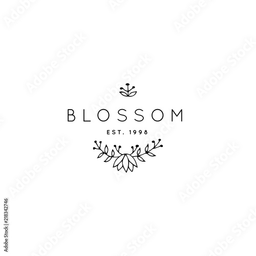 Vector hand drawn logo template in elegant and minimal style.