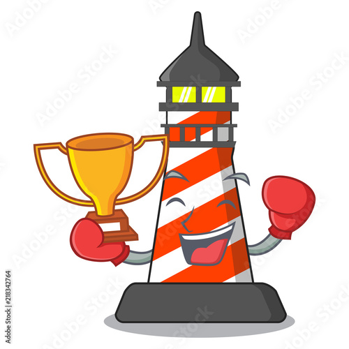 Boxing winner classic cartoon lighthouse of red