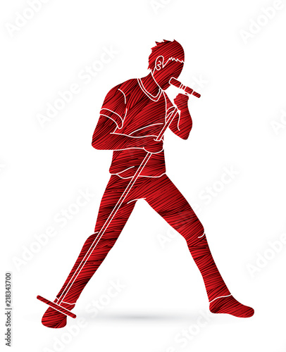 Singer sing a song Music band graphic vector