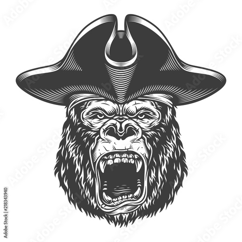 Angry gorilla in monochrome style