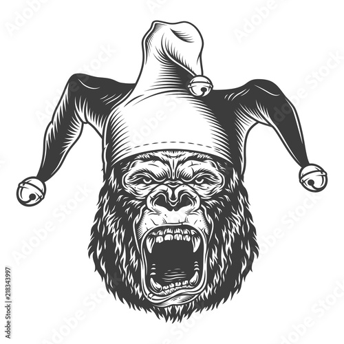Angry gorilla in monochrome style