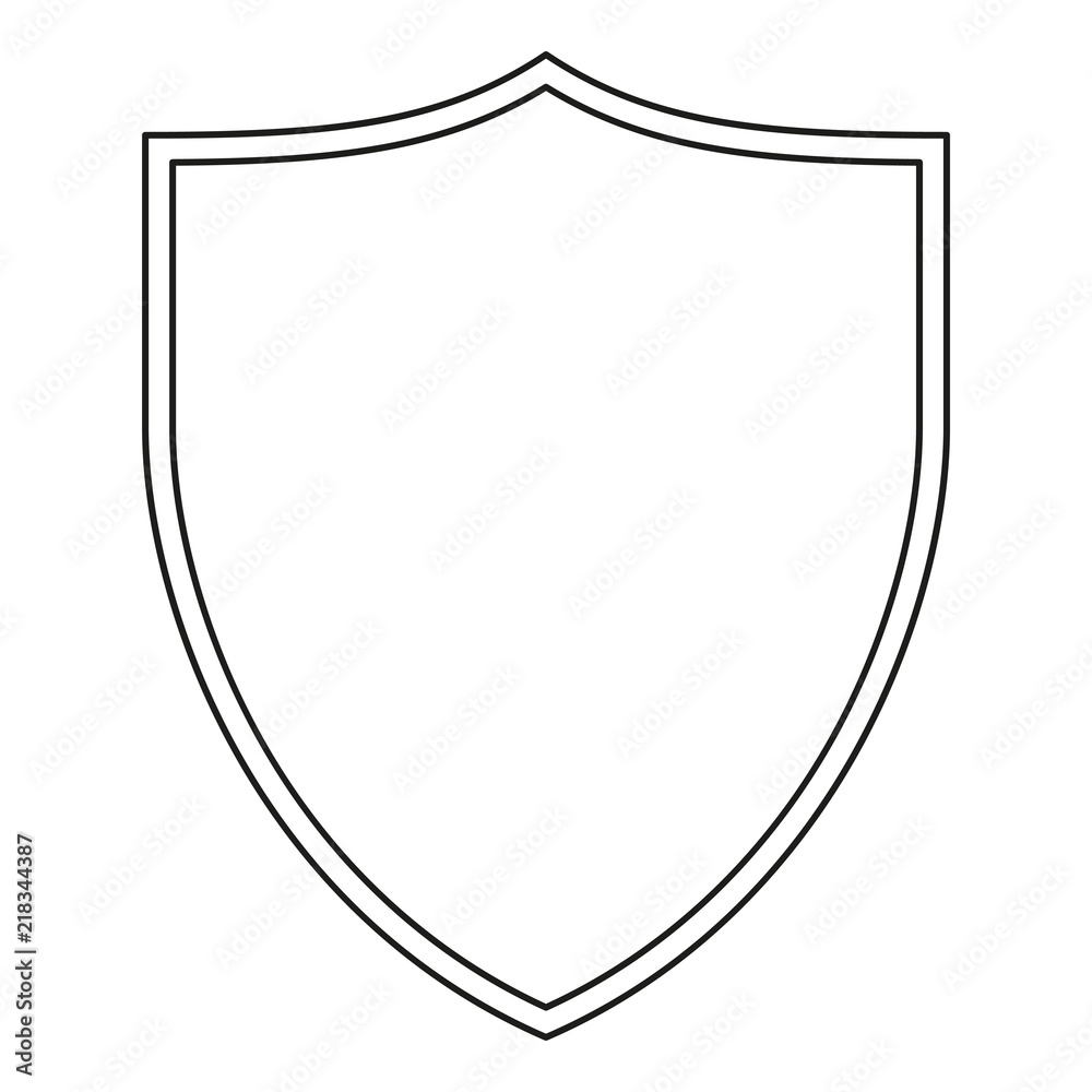 Line art black and white shield Line art black and white shield
