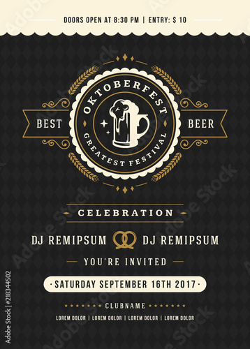 Oktoberfest beer festival celebration retro typography poster