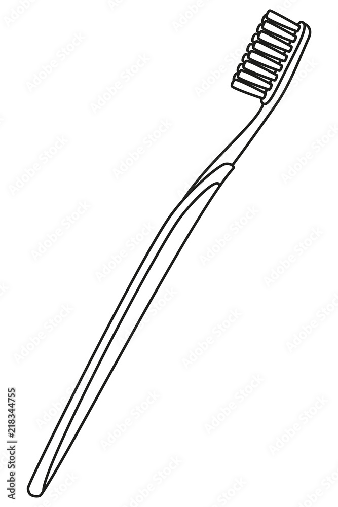 Line art black and white toothbrush Stock Vector | Adobe Stock