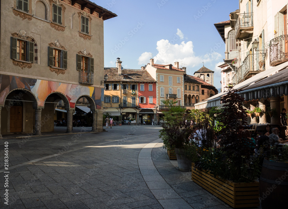 Piazza Mercato in Domodossola, a picturesque town dating back to the Middle Ages