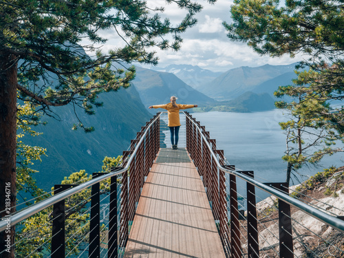 girl hiking at rampestreken photo