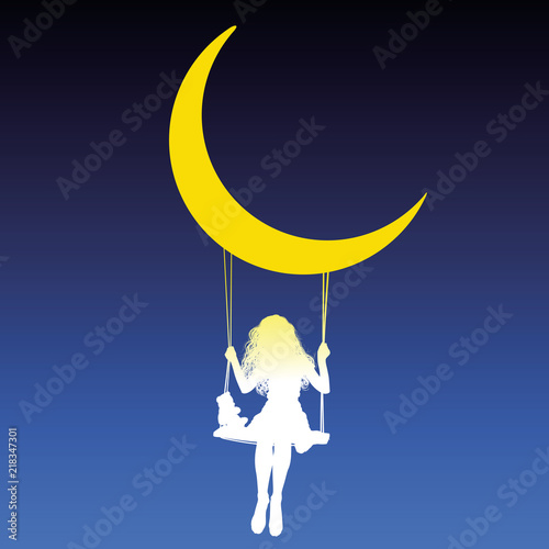 girl swing moon