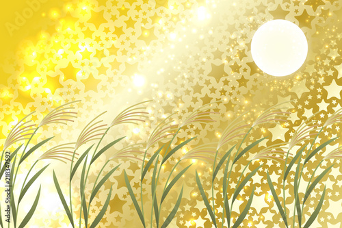 Background Wallpaper Vector Illustration Design Image Japan China Asia Free Size 背景 壁紙 ベクター イラスト 無料 無料素材 バックグラウンド フリー素材 和風素材 日本 和風 背景素材 イラスト 秋 風景 お月見 十五夜 満月 すすき 団子 月夜