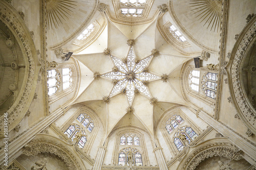 Star-shaped vault of one of the chapels of the Burgos Cathedral, Spain