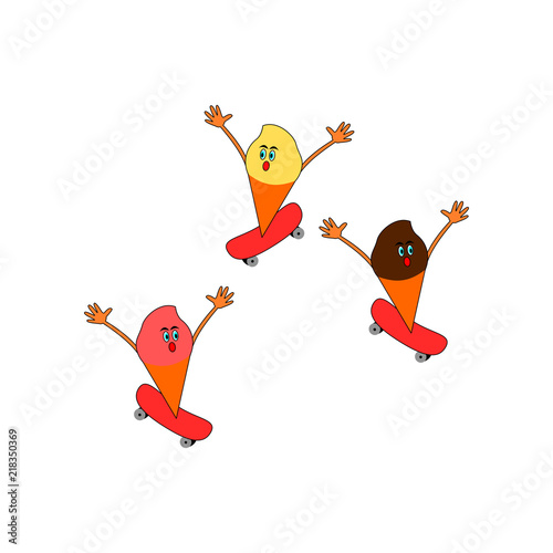 Ice cones screaming on skateboard