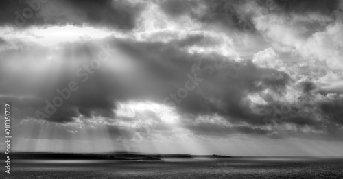 Dramatic sky over coastline, Cornwall