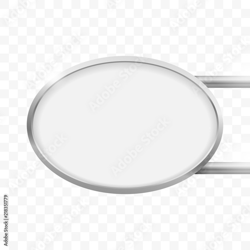 Round signage light box signboard. Vector circle lightbox sign box mockup