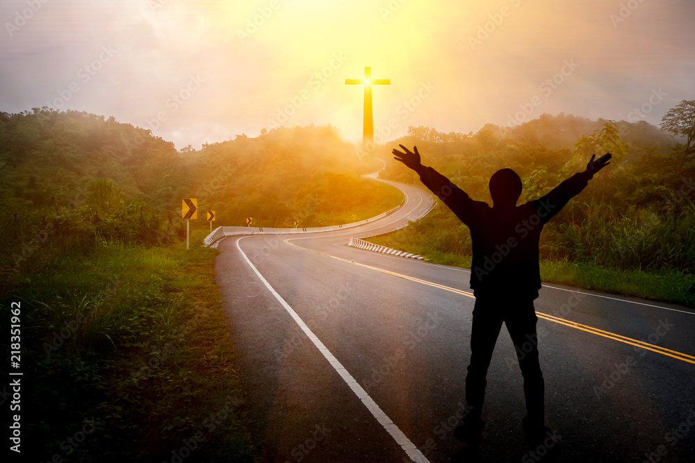 Conception Road to Christ and the Cross - obrazy, fototapety, plakaty 