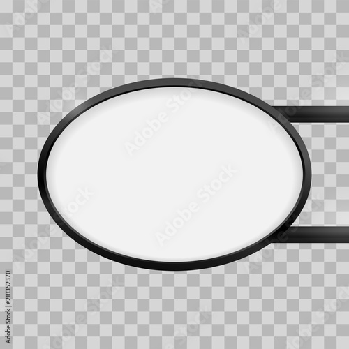 Round signage light box signboard. Vector circle lightbox sign box mockup
