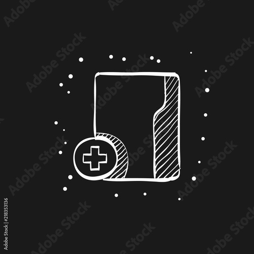 Folder icon in doodle sketch lines. Computer office files binder add