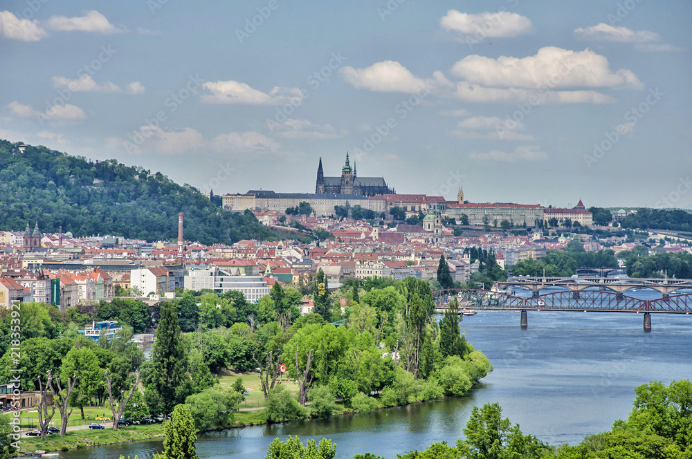 Panorama view to Prague Castle in Prague